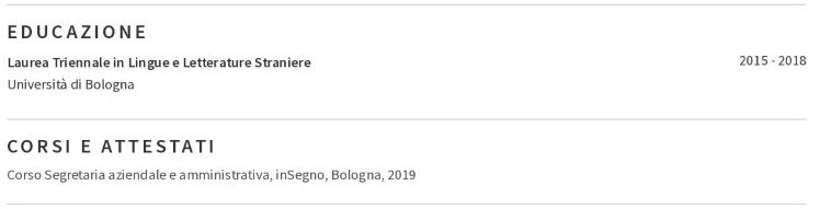 esempio di l'istruzione di cv di segretaria