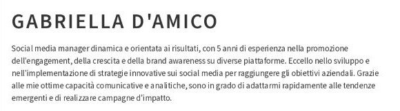 social media manager cv profilo personale